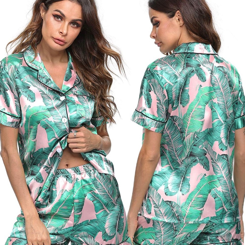Pink Palm Pajama Set